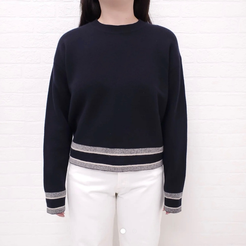 Dior CHRISTIAN DIOR Black CASHMERE BLEND SWEATER WITH LOGO - SIZE 6 stock photos